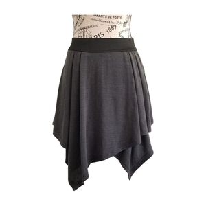 Gray Asymmetrical Handkerchief  Mini Skirt